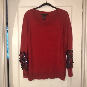 Ashley Stewart red embellished sleeve shirt 18/20